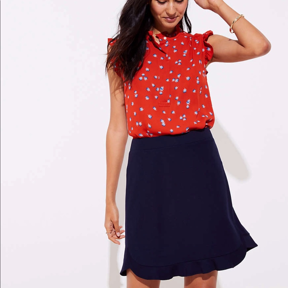 Loft Flounce Skirt in Navy